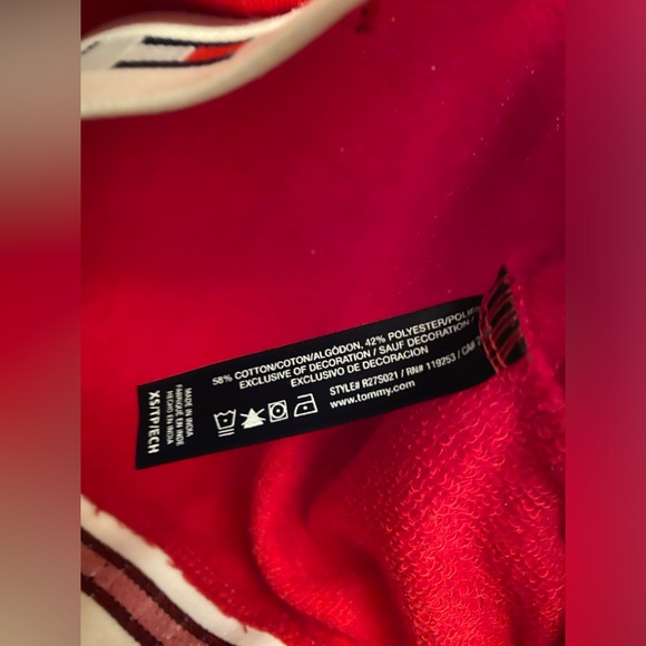 Tommy Hilfiger Cropped Red Hoodie Sweater Red Size XS - Picture 5 of 6